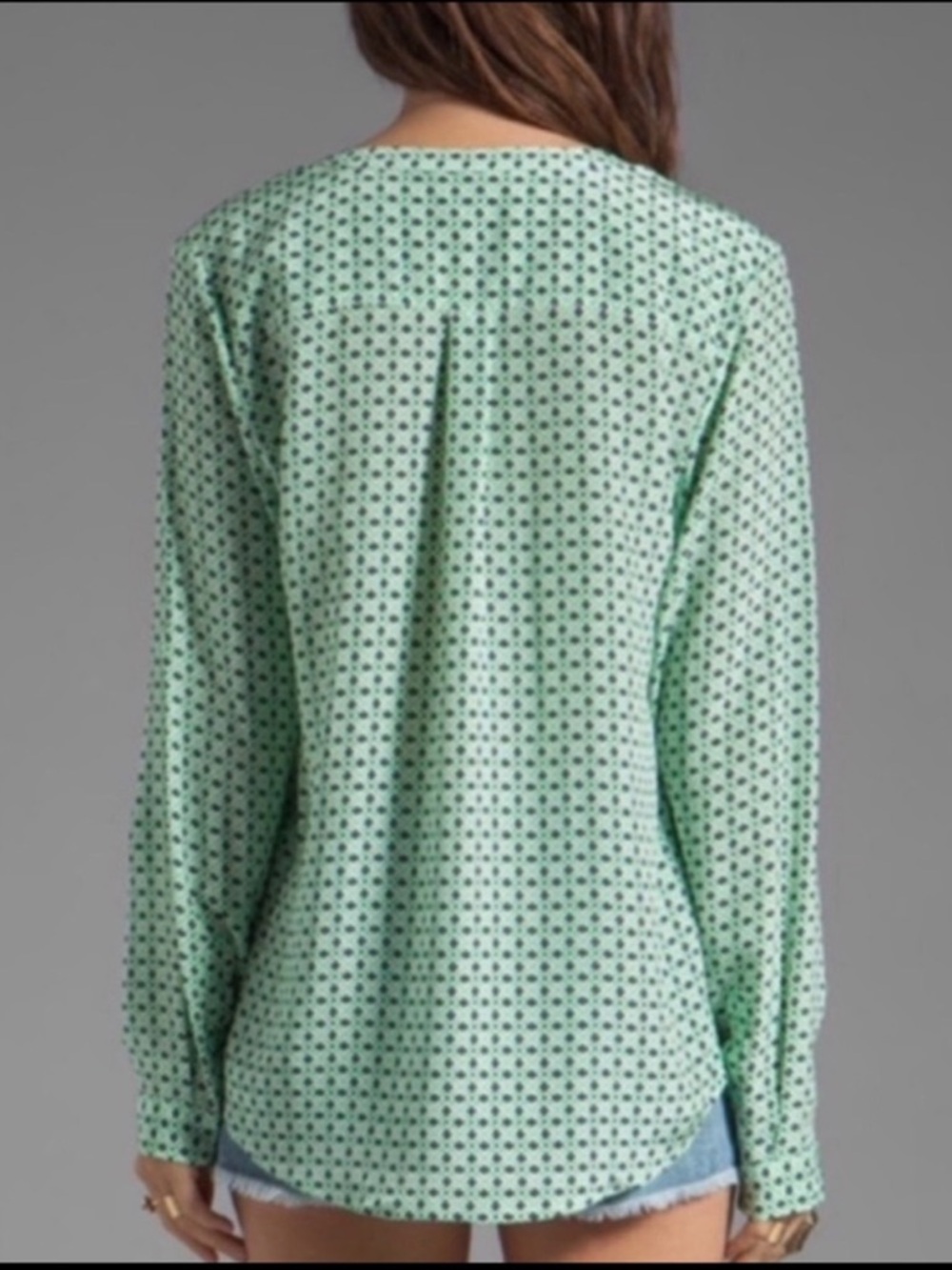 Joie Mini Geometric Print Silk Blouse - Picture 3 of 7